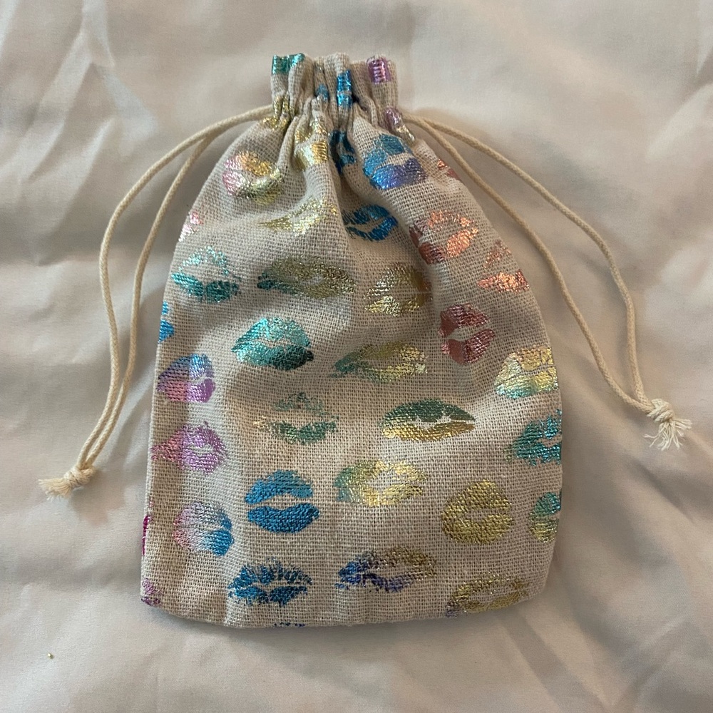Colorful Lip Print Drawstring Pouch